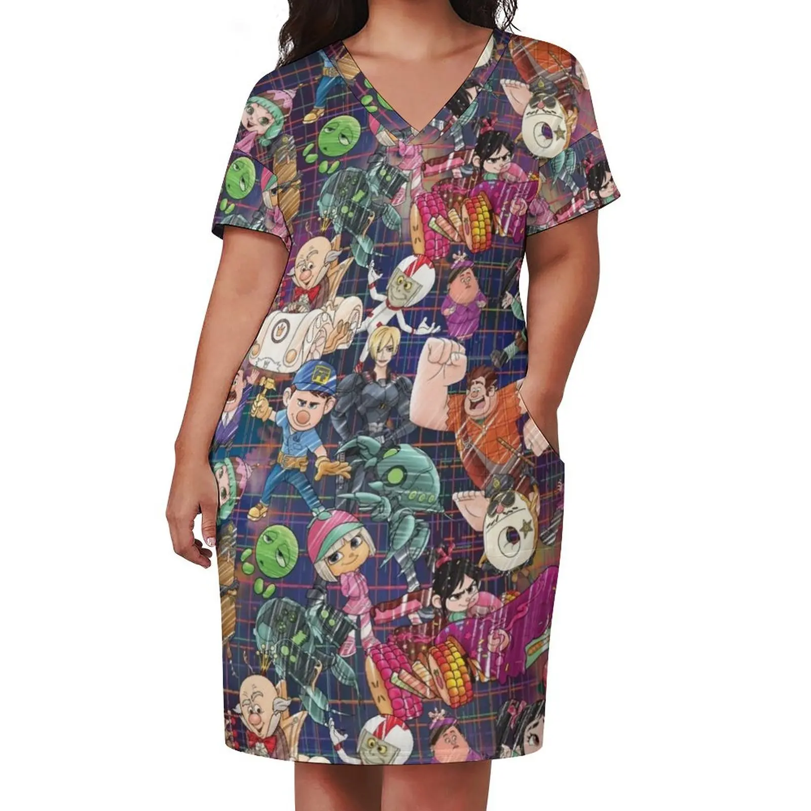 Wreck It Ralph Sketched Loose Pocket Dress womens clothing dress women elegant luxury