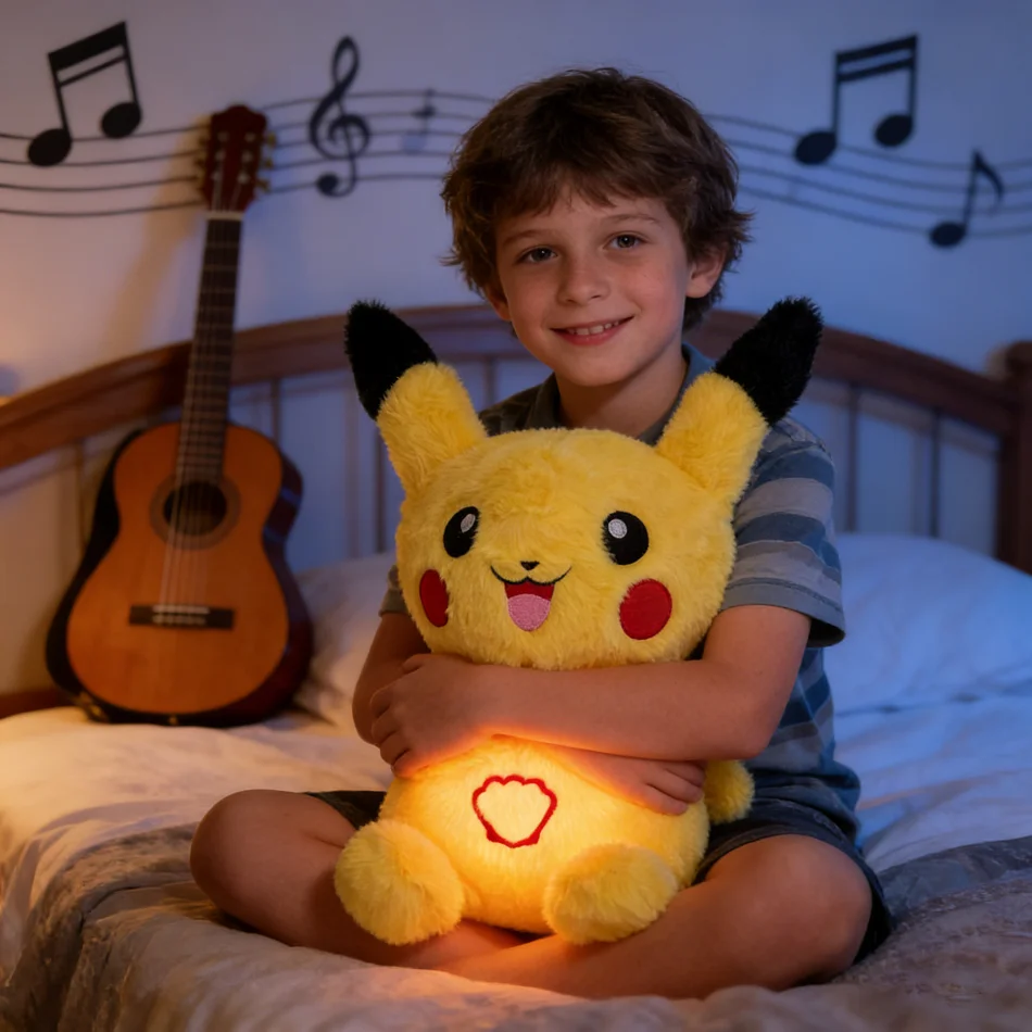 

36cm Baby Breathing Soothing Pok é mon Pikachu Plush Dolls Sleeping Companion Music and Light Doll Sensory Stuffed Toy boy Gifts