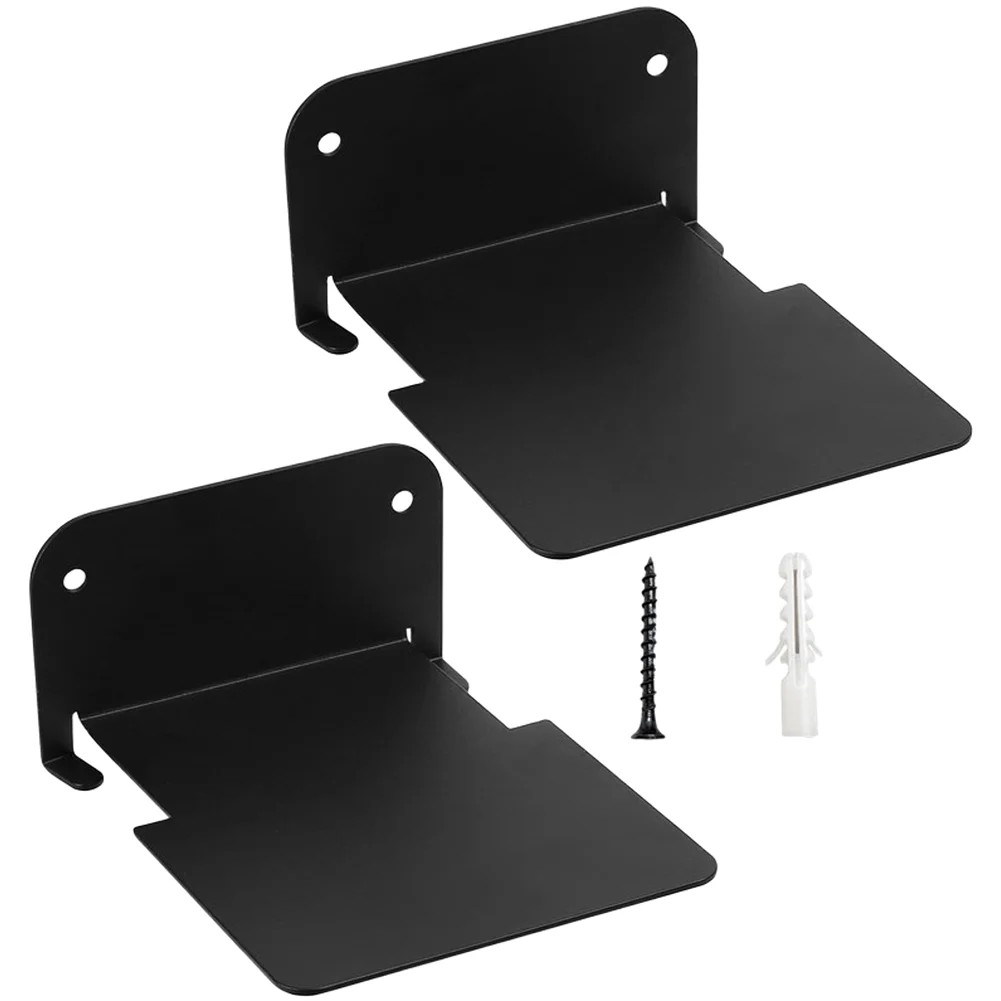 2 Pack Small Floating Wall Shelf Dark Iron 6.5cm Wall Mounted Storage Rack Suitable for Books and Decorative Items