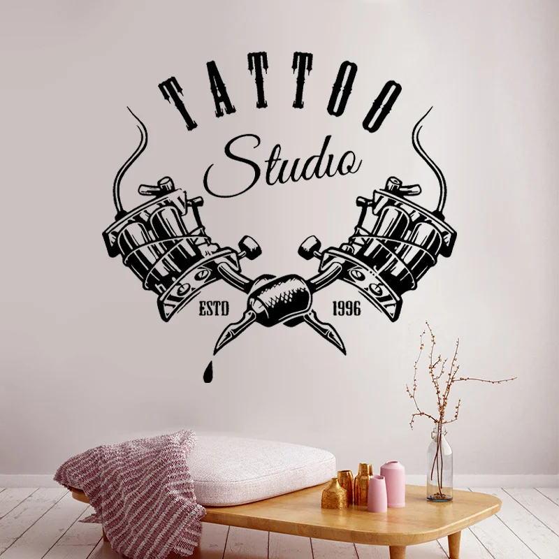 Tattoo Shop Studio Sign Wall Stickers Cool Window Decal Vinyl Art Advertising Retail & Store Decoration Wallpaper Remvoable 4502