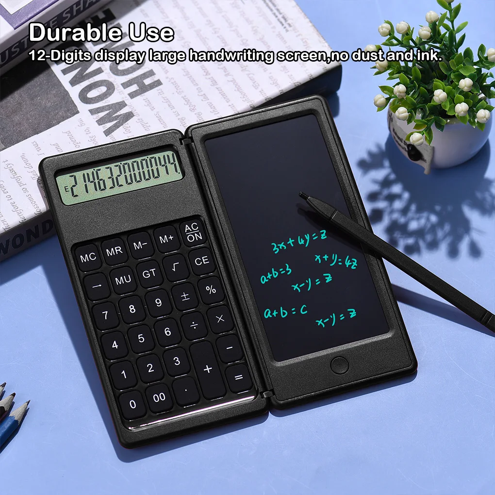 6 Inch Calculator Writing Tablet With Stylus Pen Digital Display Drawing Board Folding Switch Graffiti Calculate For