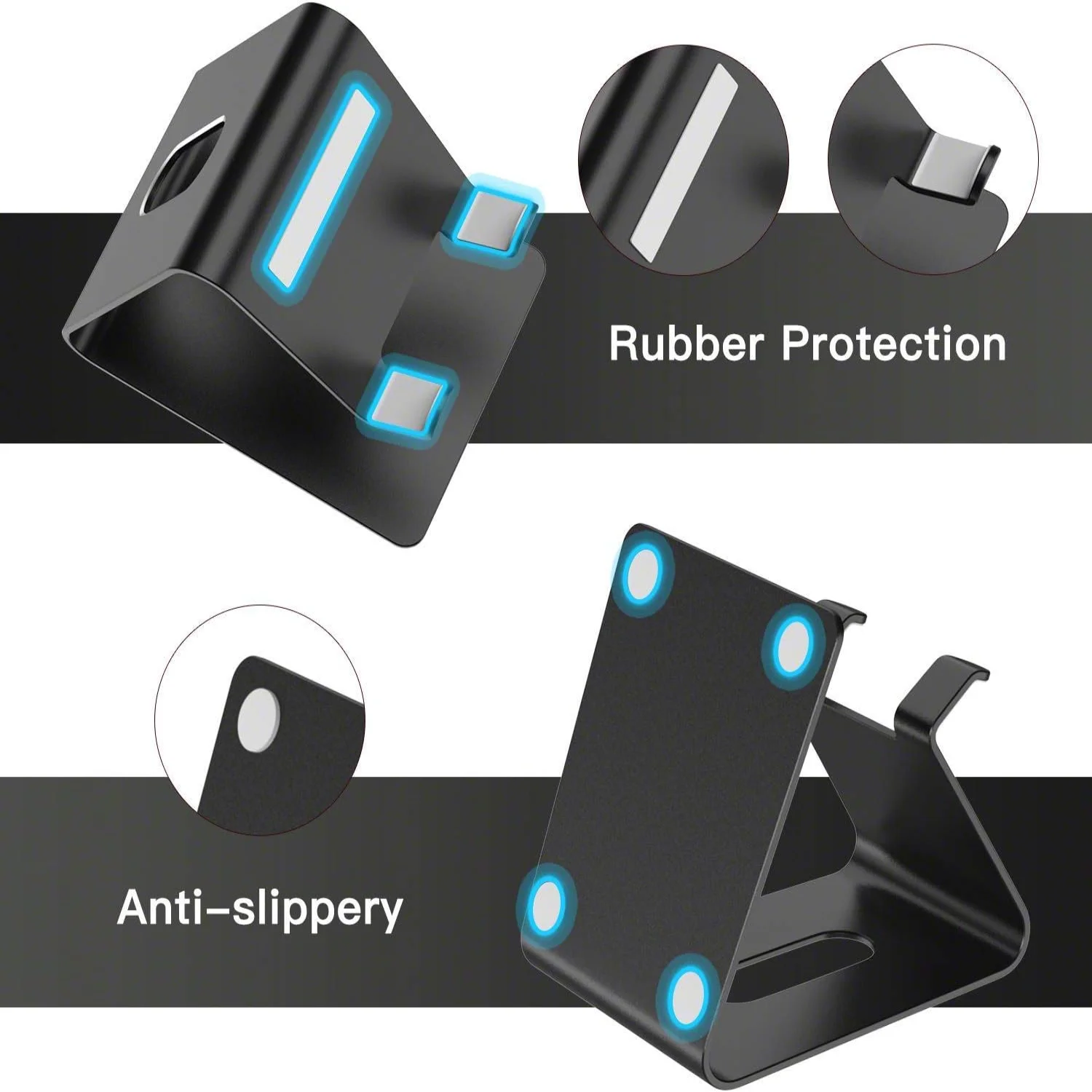 Handyhalter Schwarz, kompatibel mit 4-8 Zoll Xs XR, Tablet, All Android Smartphone