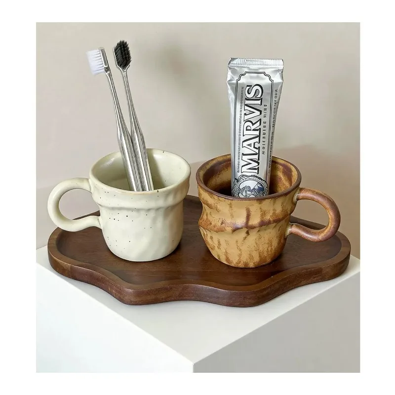 Retro American mouthwash cup, toothbrush cup, washing cup brushing cup set, medieval high-end tooth cup toothbrush holder rack