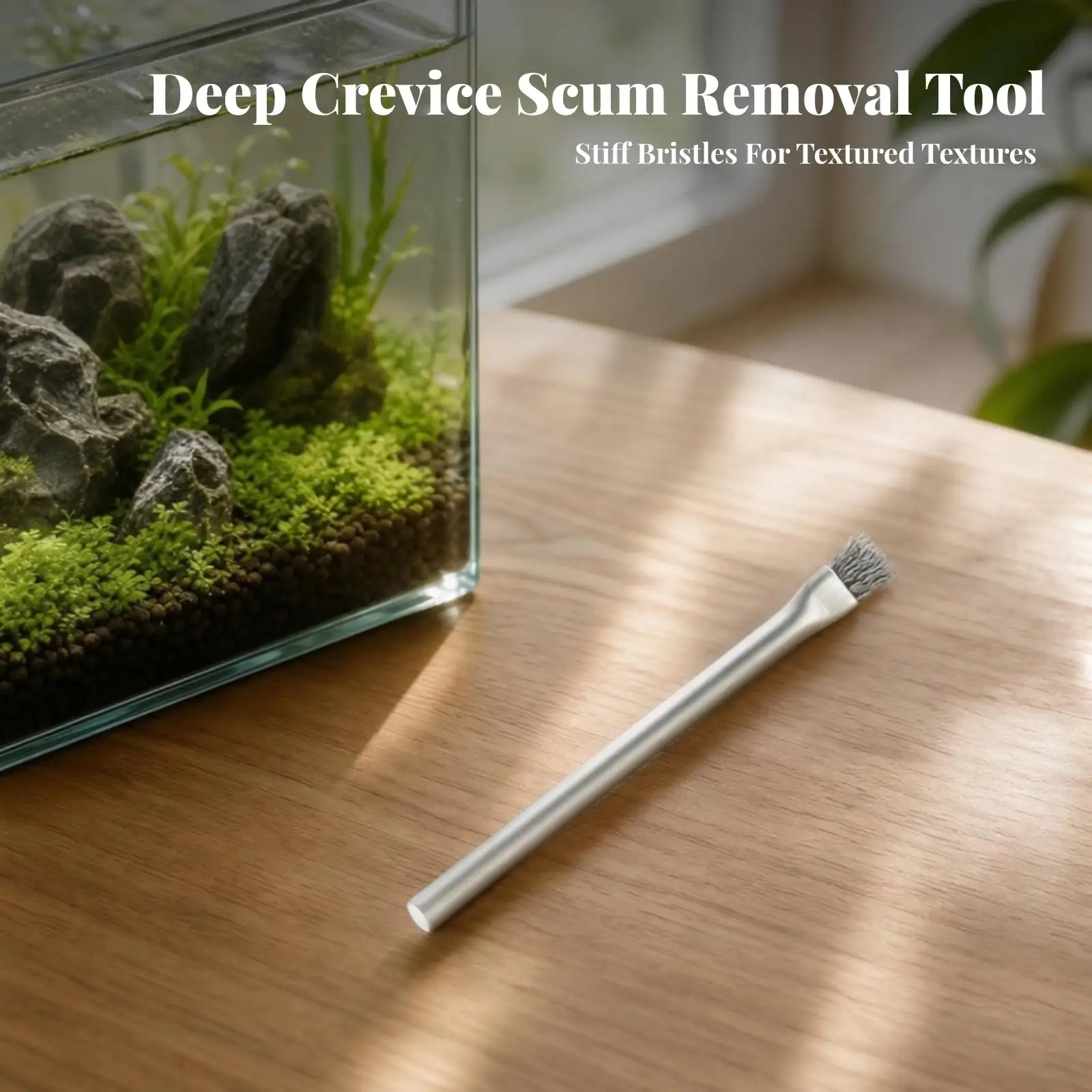 Aquarium Algae Scraper Brush Stainless Steel Wire for Fish Tank Hardscape Cleaner Biofilm Removal Tool for Aquatic Planted Tank