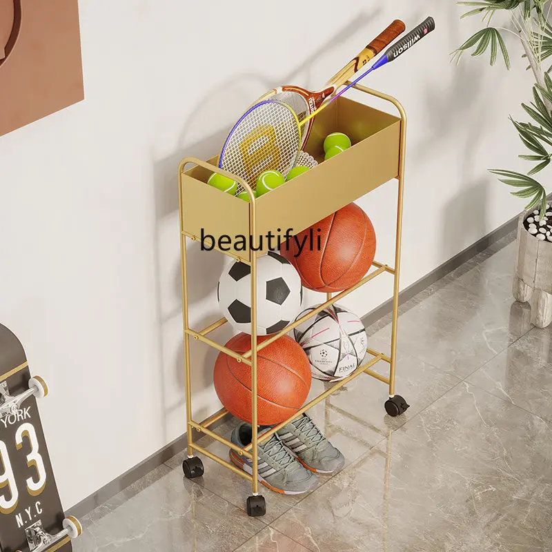 

zqBasketball Storage Rack Household Futsal Badminton Storage Basket Children's Ball Storage Rack