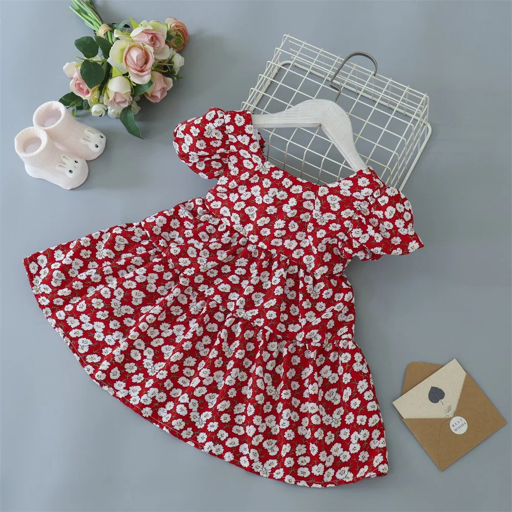 

2-11Y Summer Kids Toddler Dresses Baby Girls Clothes Cute Flowers Print Princess Dress Girls Casual Dress For Children