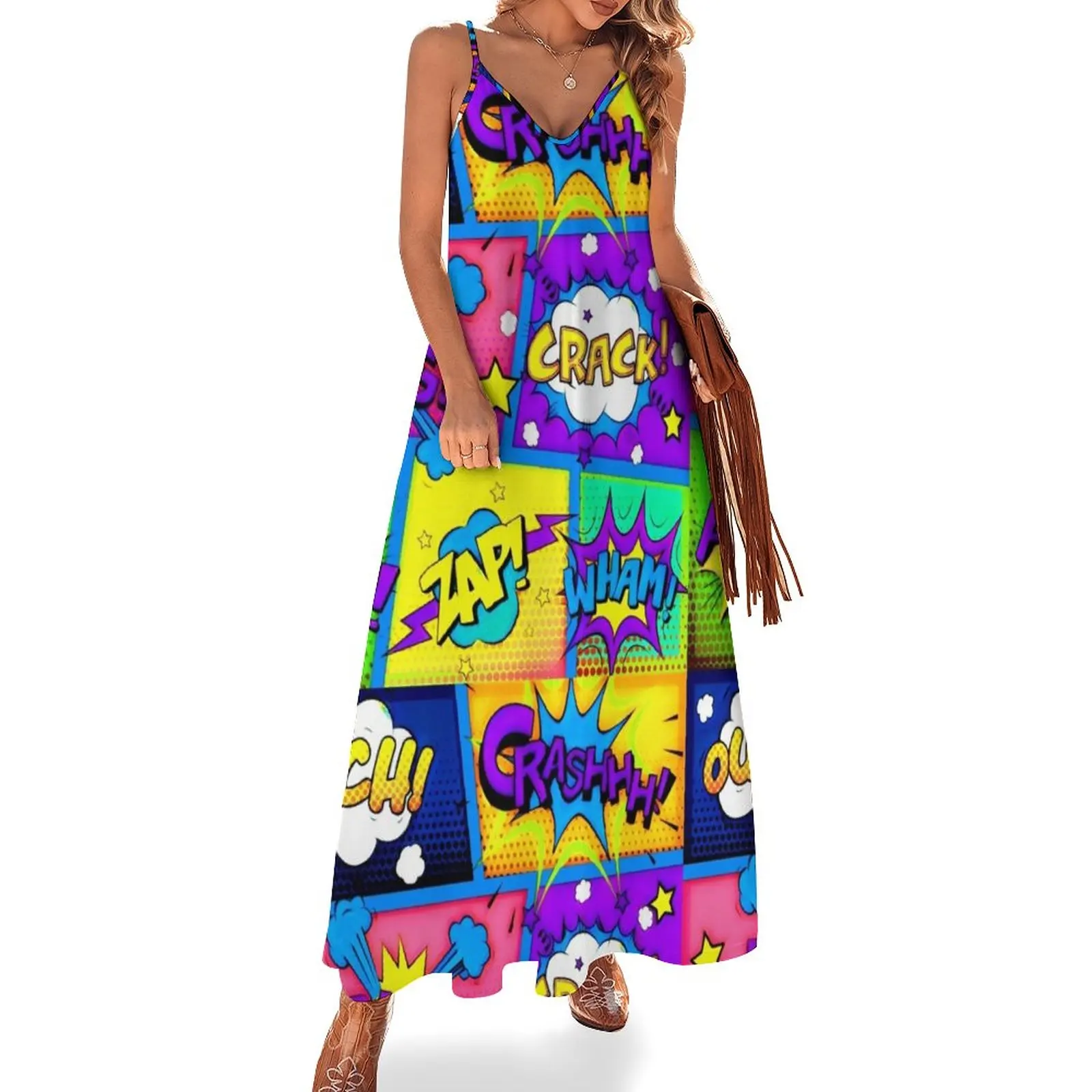 Colorful Comic Book Panels Sleeveless Dress dress summer Women's summer suit