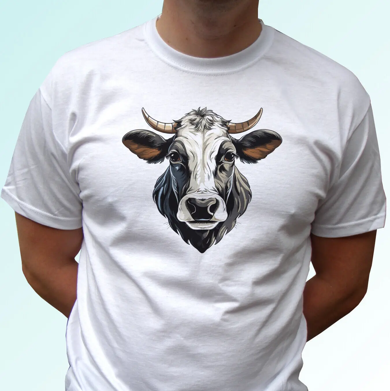 Cow t shirt tee top animal cattle head design gift mens womens kids baby sizes