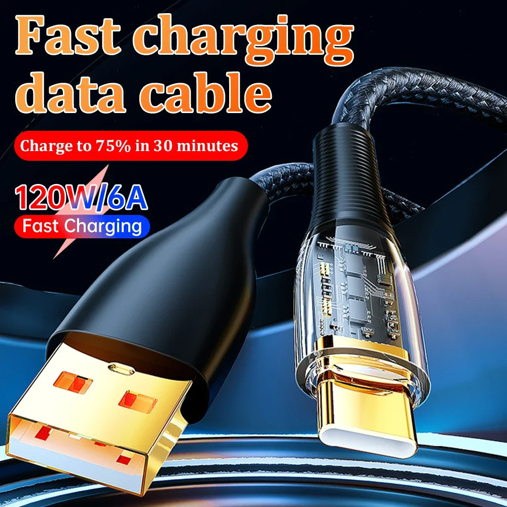 

120 Вт, 6 А, USB-кабель C, сверхбыстрая зарядка, кабели для зарядного устройства для телефона, провод для Huawei P40, Samsung, Xiaomi, быстрая зарядка, USB-кабель для передачи данных типа C
