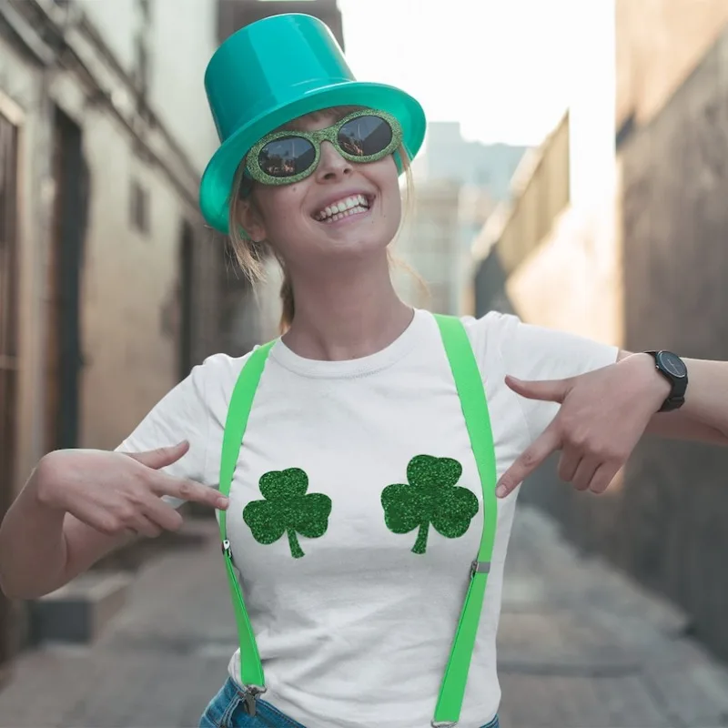 

Green Tee Shamrock Cotton T-Shirt Funny St Patricks Day Tee Harajuku Vintage Clothes Vintage T Shirt Women Shirts for Women Tops