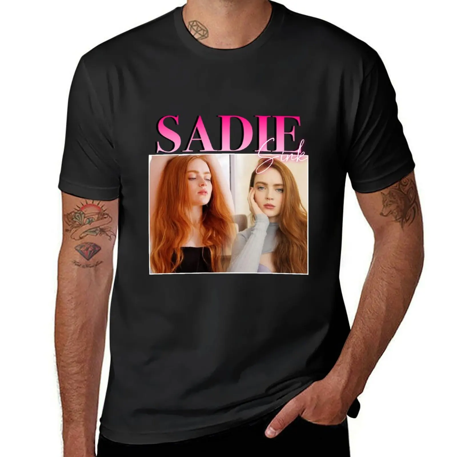 Sadie Sink 90s Retro Design T-Shirt graphics customs new edition customizeds mens funny t shirts