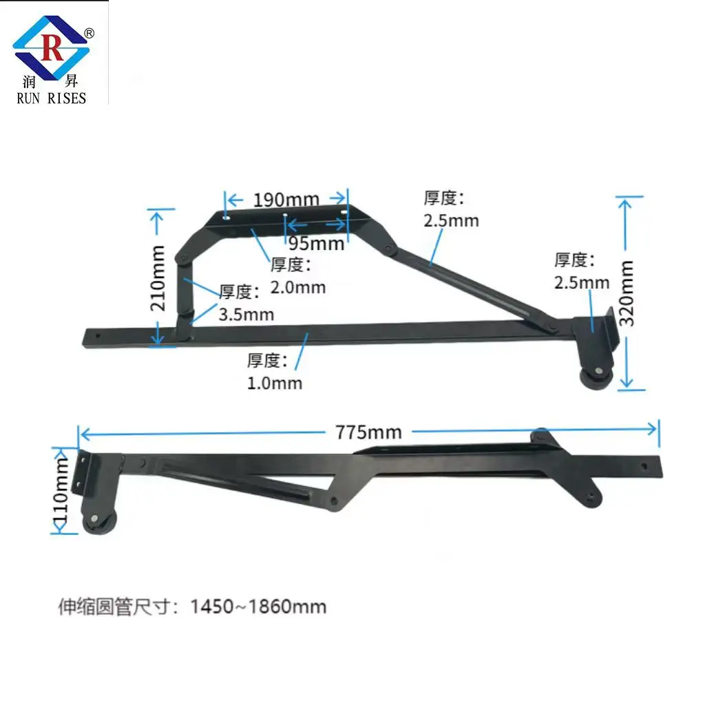 C14-8 Black Metal Sofa Hinges For Living Room & Bedroom Iron Cross-Border Furniture Hardware Export To Foreign Markets Hotel Use