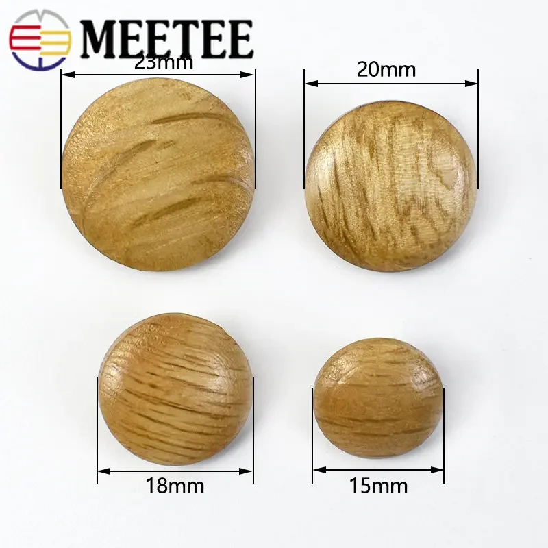 50/100 pz bottoni in legno a fungo 15/18/20/23mm bottone con gambo in metallo per abbigliamento cappotto Casual vestito decorazione chiusura