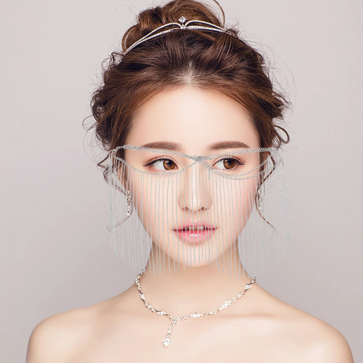 

Multi-Layers Tassel Forehead Head Chain Hair Hoops Women Jewelry Shiny Elegant for Wedding Engagement Party Gift