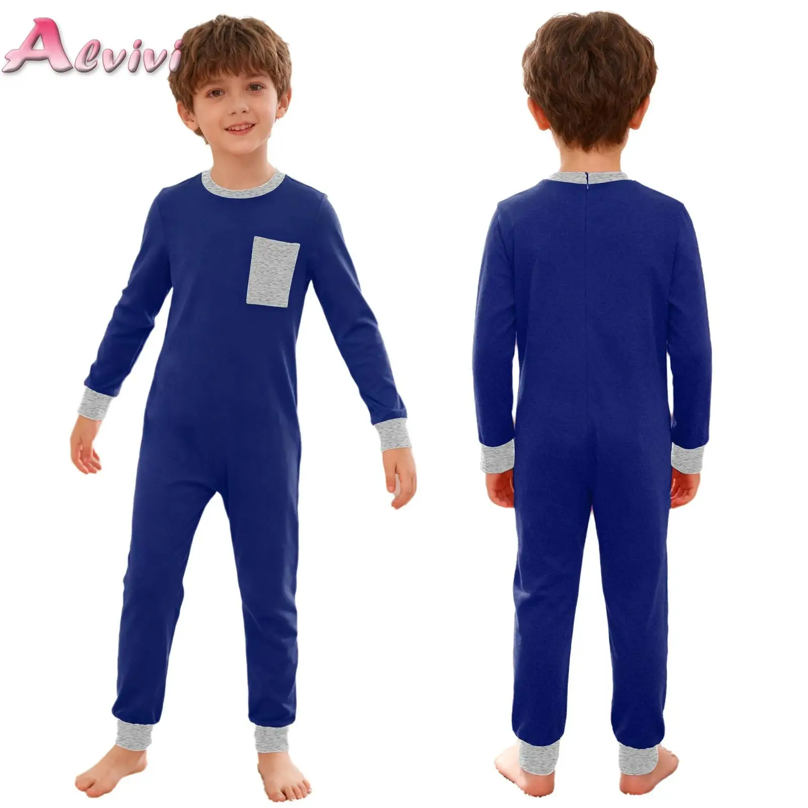 بدلة قفز قابلة للتكيف مضادة للقطط للأطفال والأولاد والبنات بأكمام طويلة وسحاب خلفي من قطعة واحدة للاحتياجات الخاصة والإعاقة