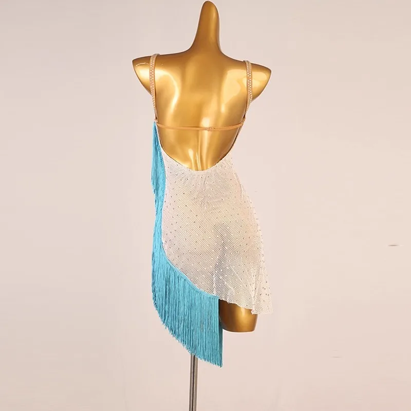 Latin dansjurk Showwedstrijdjurk Fringe Style Lomba Chacha dansjurk