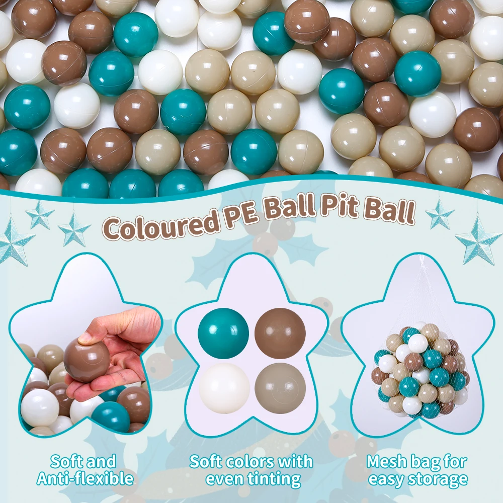 5.5cm 100pcs Free Non-Toxic Soft Ball Pit Ball with Net Bag for Kids Ball Pit Christmas Party Decorations Toy