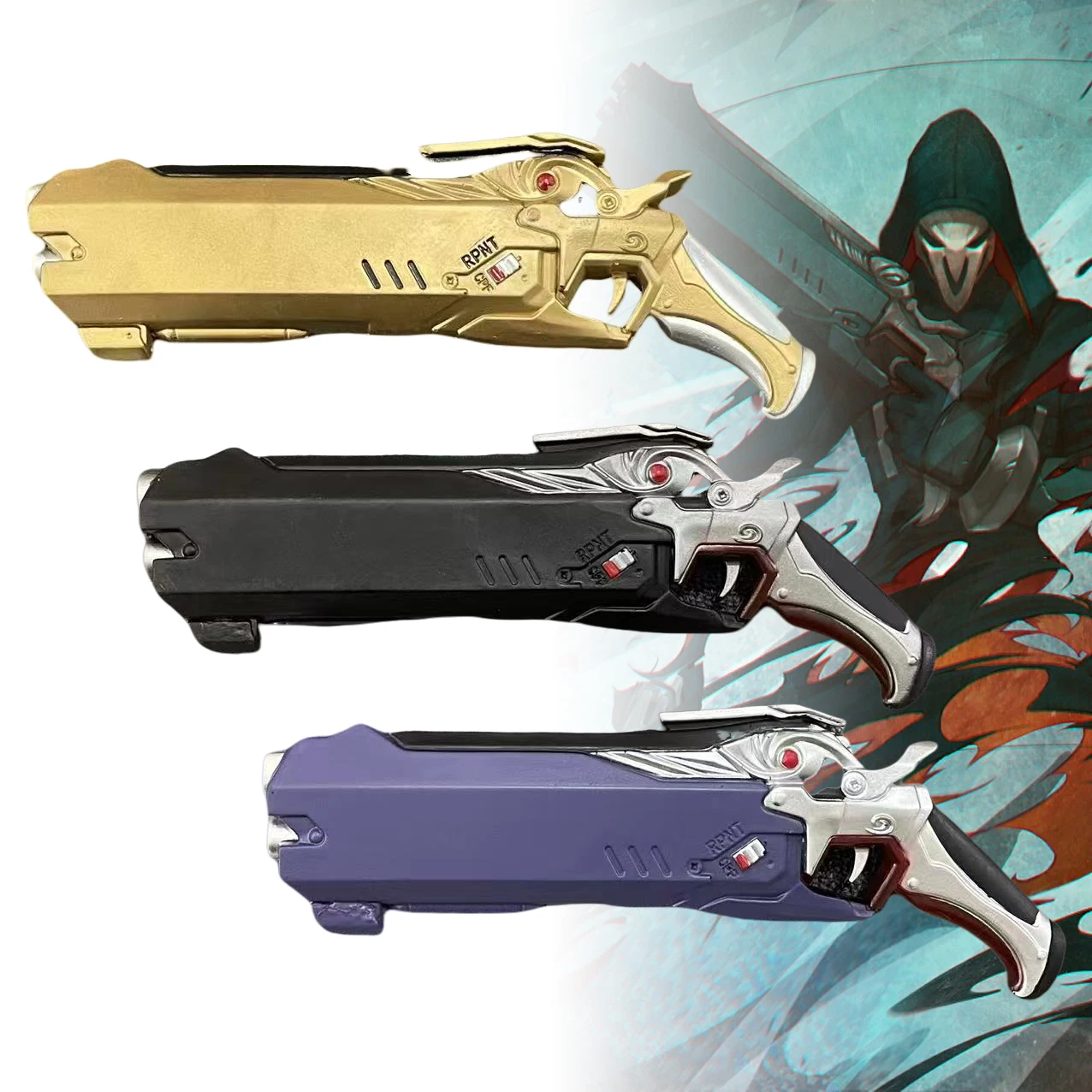 11inch PU Reaper Pistol Gun Weapon Anime Overwatch Cosplay Prop Plastic Pistol Gun Real Size Japanese Katana Samurai Sabre Toy