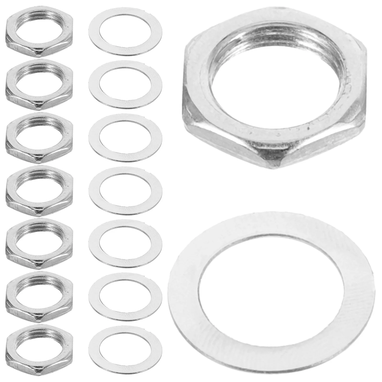 

10Sets Guitar Nut Alloy Washers Coated Sturdy Electric Guitar Parts Potentiometer Nut Output Socket Nuts Potentiometer Washers