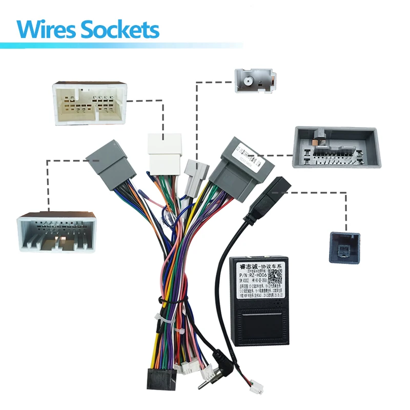 android Car radio Canbus Box Decoder For Honda Civic CRV CR-V 2012 16 pin Wiring Harness Plug Power Cable connector adapter