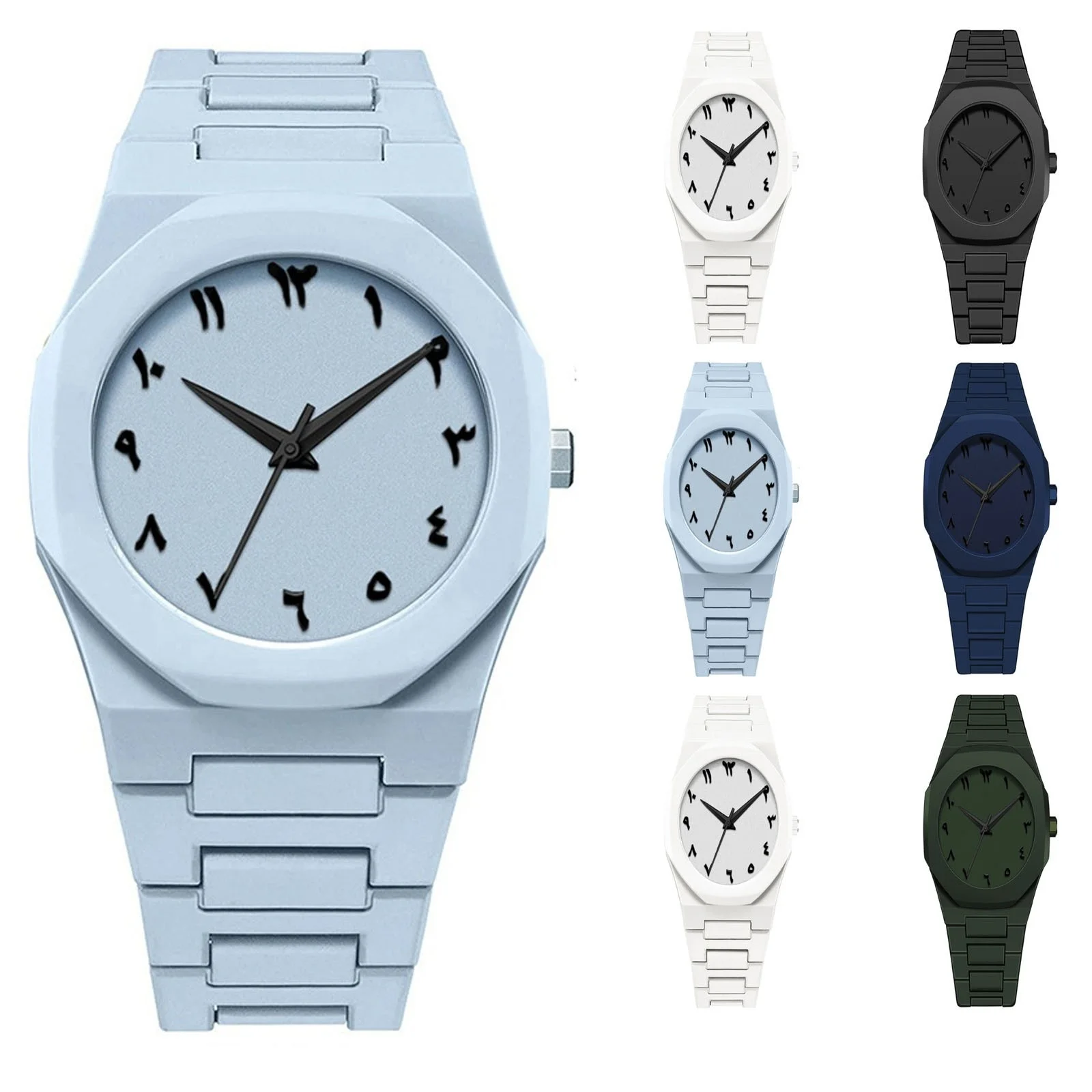 الرجال الإبداعية ساعة الموضة بسيطة عادية نمط حزام من البلاستيك حركة الكوارتز ساعة اليد الذكور الملابس اليومية مباراة الديكور