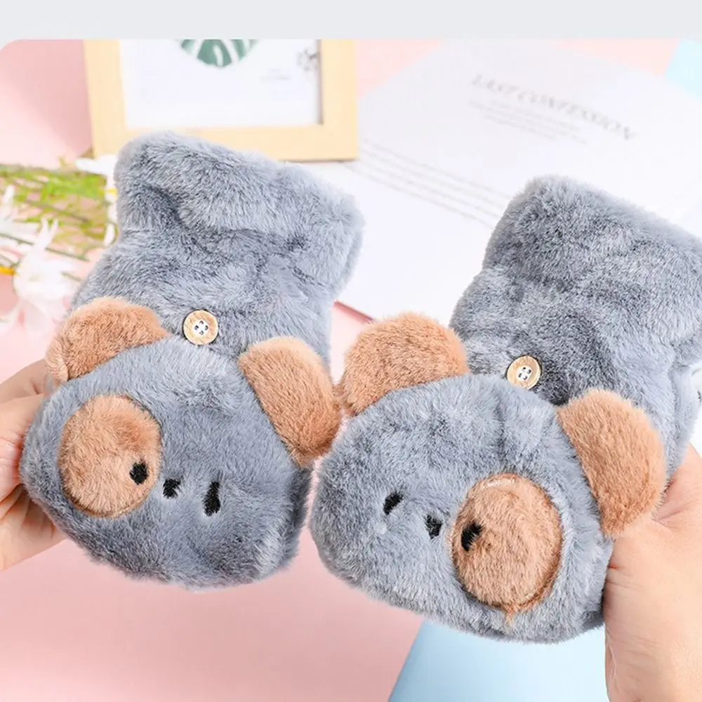 لطيف نصف اصبع قفازات الكرتون الباردة واقية قصيرة أصابع قفازات الدفء رشاقته قفازات شاشة اللمس للطلاب الفتيات #4