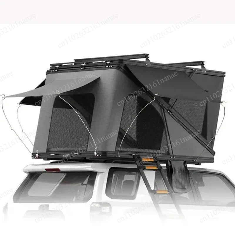 New Solar Panel Car Roof Tent, Hard Cover Aluminum Clamshell Design