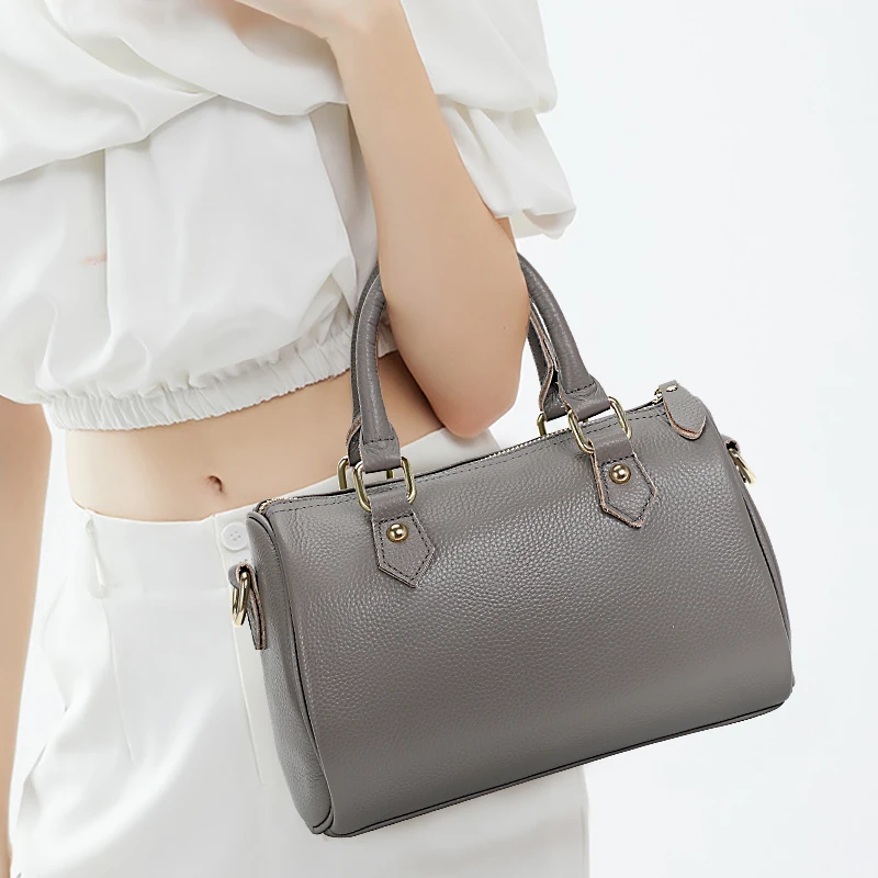 

Aidrani Leather cowhide handbag shoulder strap high - quality and soft cowhide cylindrical bag Minimalist women's handbag