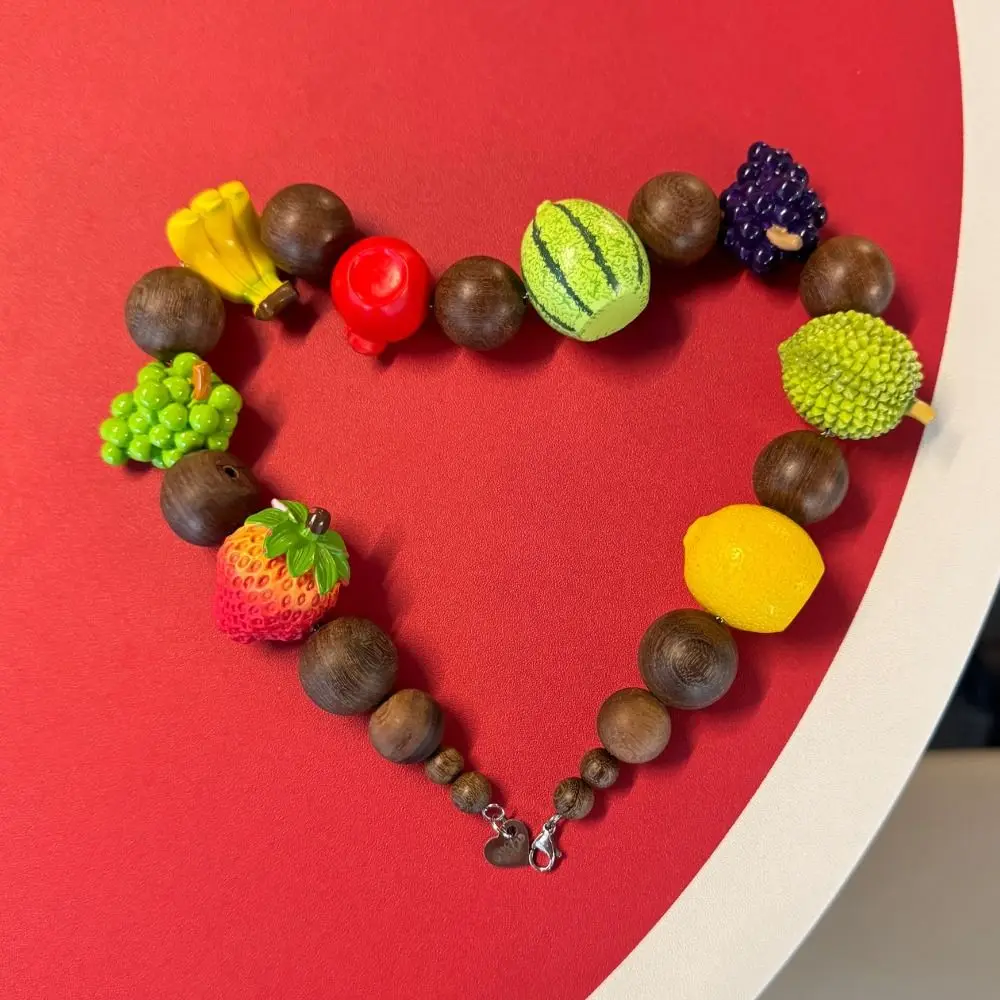 

Handmade Fresh Fruit Necklace Korean Style Minority Design Wooden Bead Necklace Jewelry Accessories Eye-catching