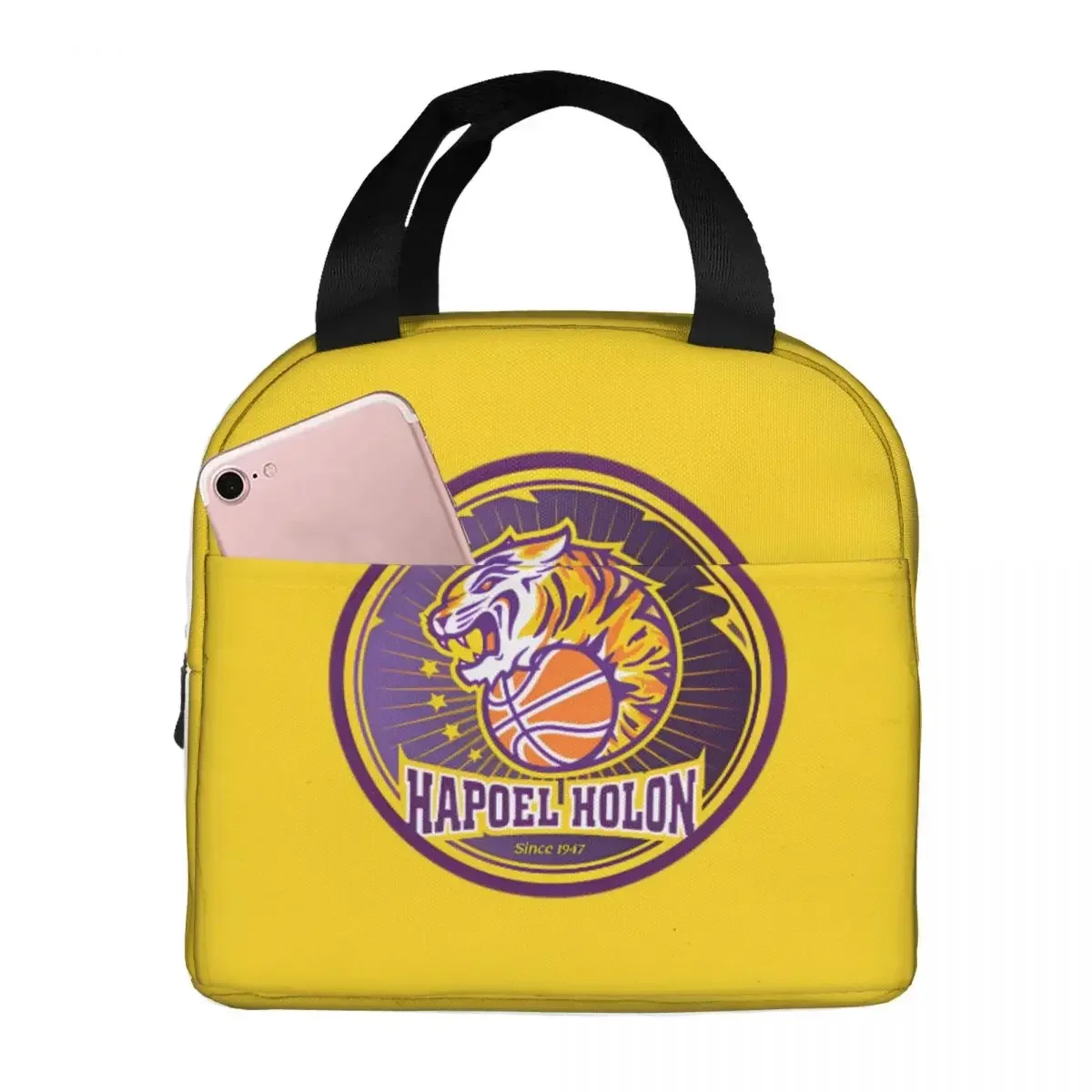 Hapoel Holon Basketball Lunch Bag Large Capacity Waterproof Thermal Insulation Food Storage Box School Work Adults Kids Unisex