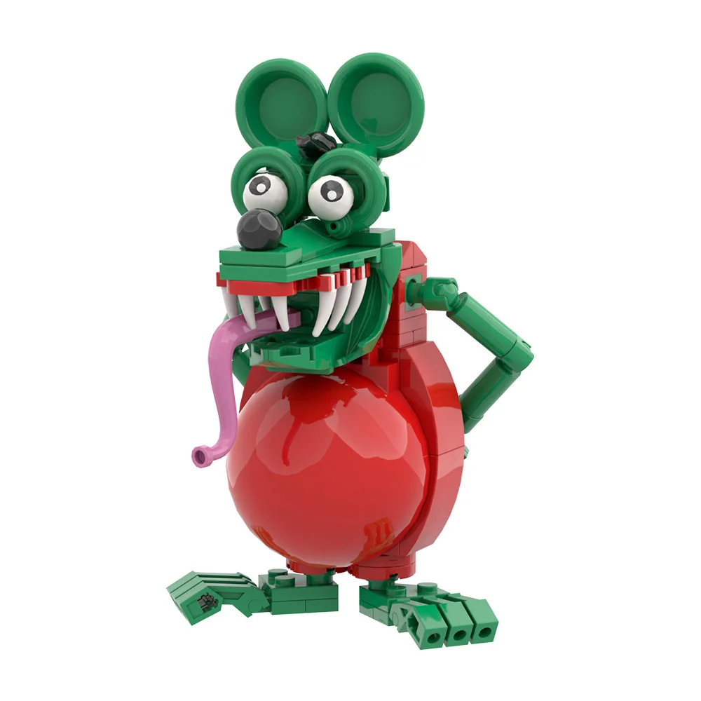 MOC الرعب الجرذ فينك اللبنات فيلم عمل الشكل الماوس القيادة سيارة الطوب ألعاب حيوانات هدية الكبار #5