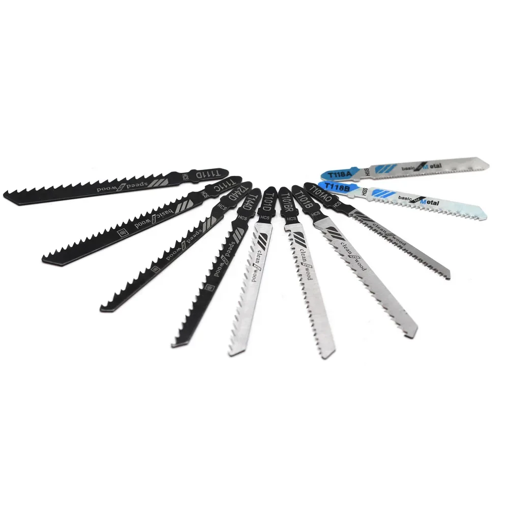 10 unid/set de varias hojas de sierra de calar con mango en T, cuchillas surtidas, herramienta de carpintería para Makita, disco de corte de Metal, plástico y madera