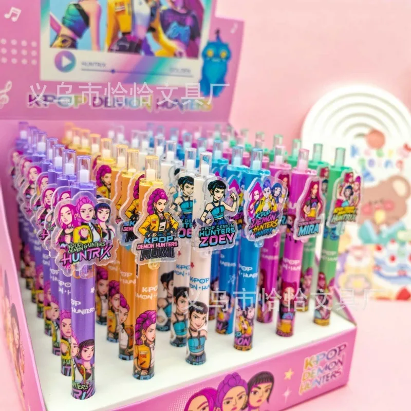 

Kpop Demon Hunters Cute 0.5mm Black Gel Pens Cartoon Anime Derivative Peripherals Kawaii Stationery School Office Supplies Gifts