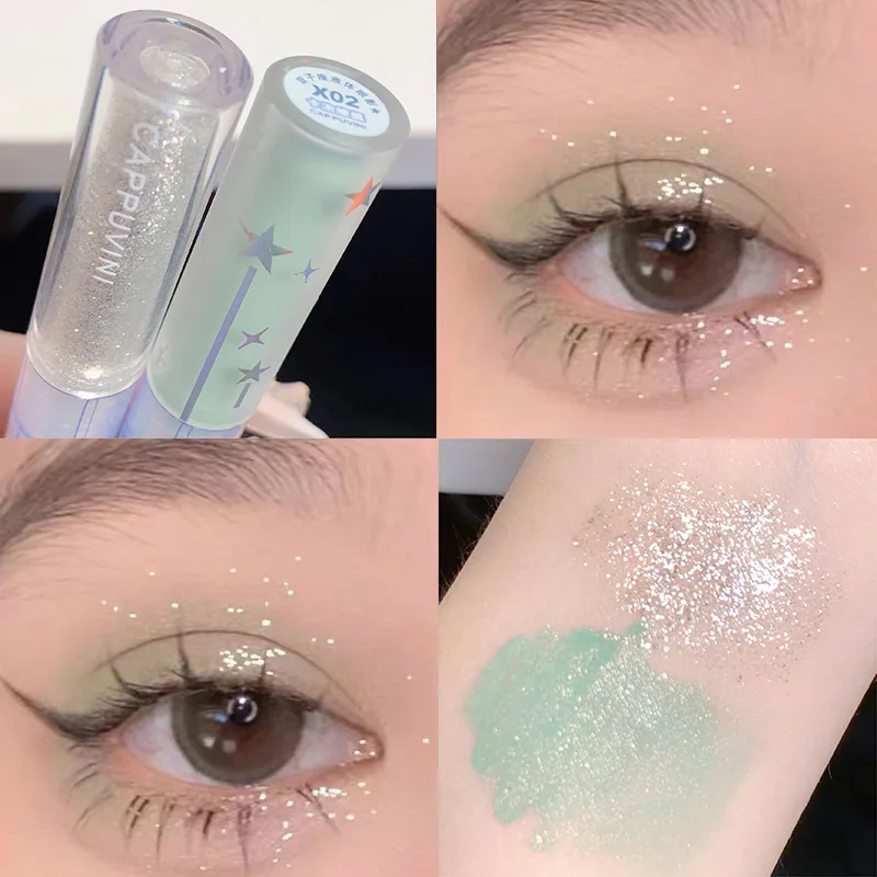 Ombre à barrage liquide à double tête 256 paillettes, maquillage des yeux nacré, ver à soie couché, éclaircissant, gouttelette, larme, outils de beauté