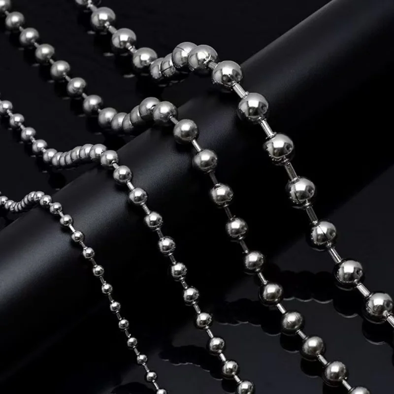 3-10mm Stainless Steel Ball Chain Layering Necklace for Women Men Oversize Chunky Chain Choker Grunge Aesthetic Jewelry Necklace