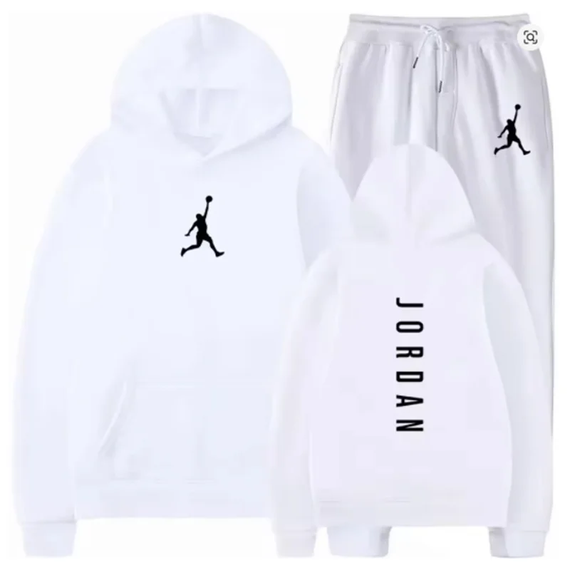 2025 الربيع والخريف اللياقة البدنية في الهواء الطلق كرة السلة ملابس رياضية غير رسمية مجموعة موضة الرجال مقنعين البلوز + سراويل للجري قطعتين مجموعة