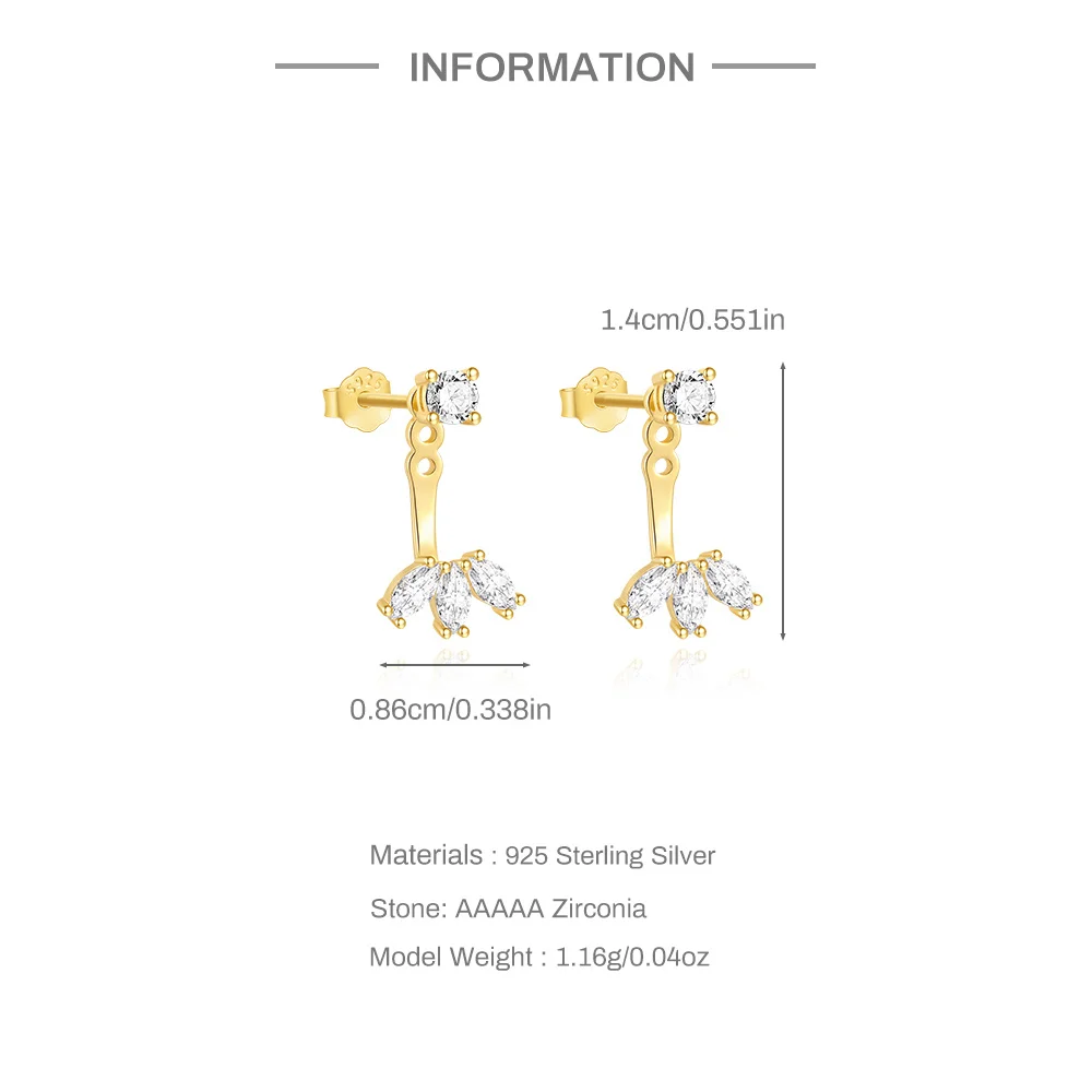 Aide 925 Sterling Silver Ear Jacket Stud Earring for Women New Arrivals Unique Ear Studs Jewelry Accessories Fine Jewelry