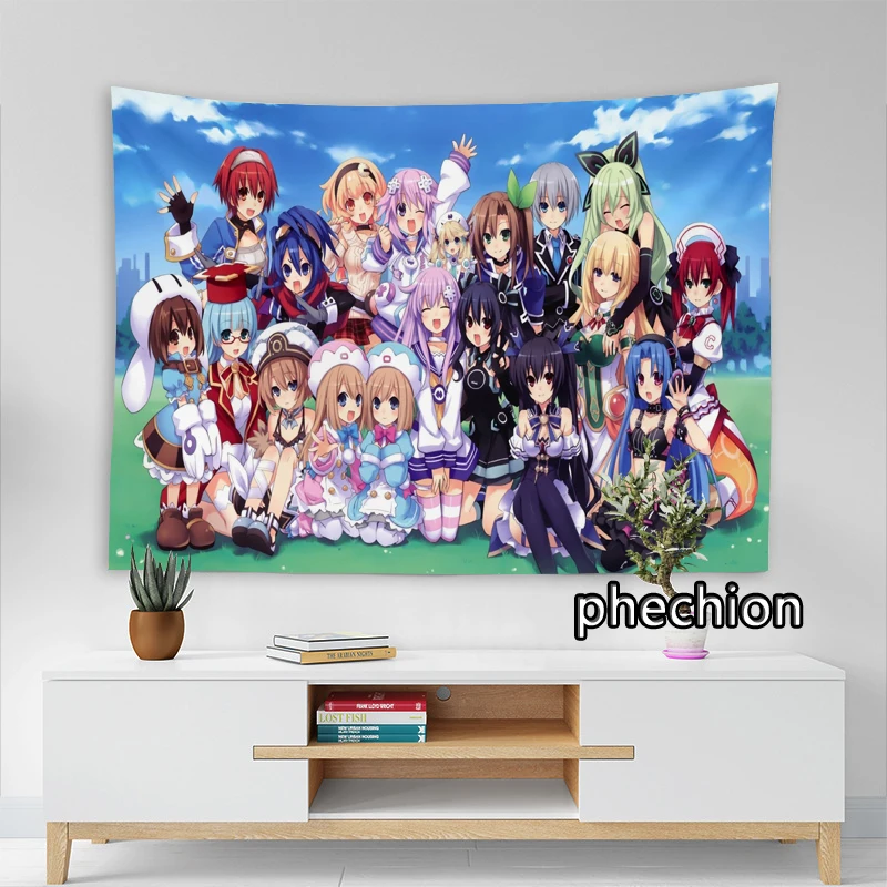 phechion New Fashion Hyperdimension Neptunia 3D Print Tapestries Creative Wall Hanging Tablecloth Mural Background Cloth K24