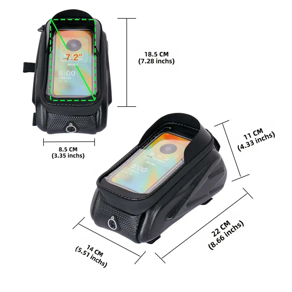 Bicycle Phone Bag Hard Case  Top Tube Bag Large Capacity Waterproof Mtb Road Bike Bag Head Bag Front Beam Bag