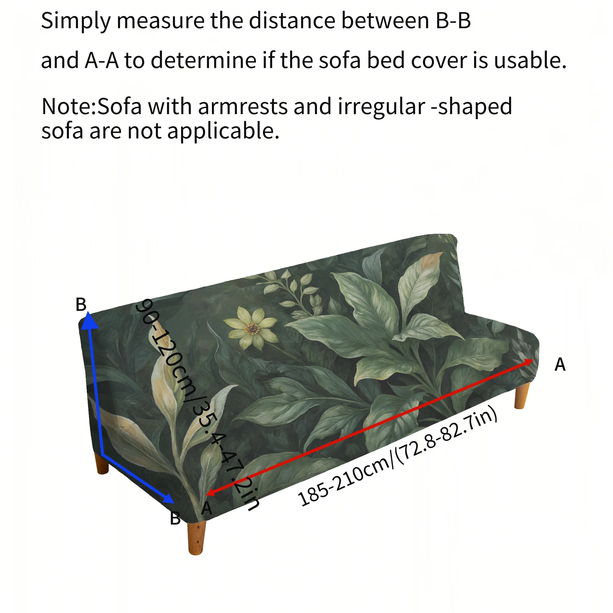 oil painting wind green plant sofa bedspread, elastic sleeveless sofa cover, dust and non-slip furniture protective cover