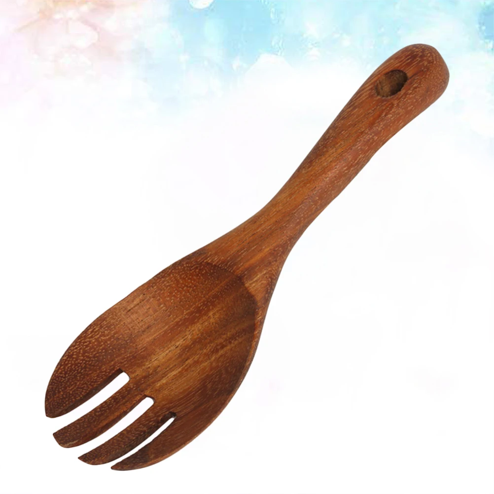 

Wooden Salad Sporks Eco-Friendly Non-Stick Safe Kitchen Utensils Wood Spoon Buffet Forks Gift For Holidays Housewarming