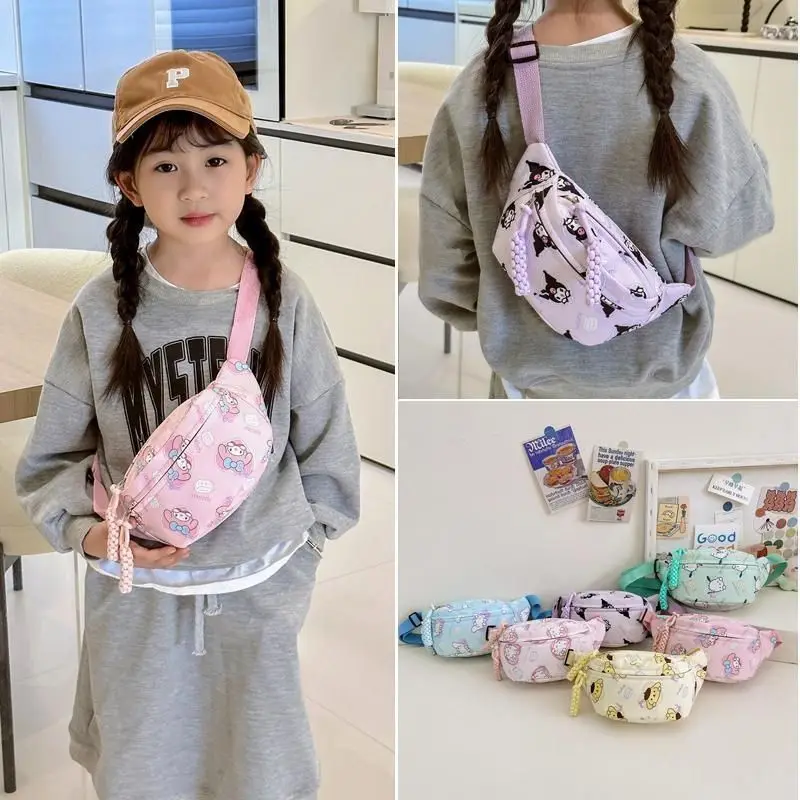 

Kuromi Kids Shoulder Bag Cute Anime Crossbody Bag for Girls Melody Fashion Chest Bag