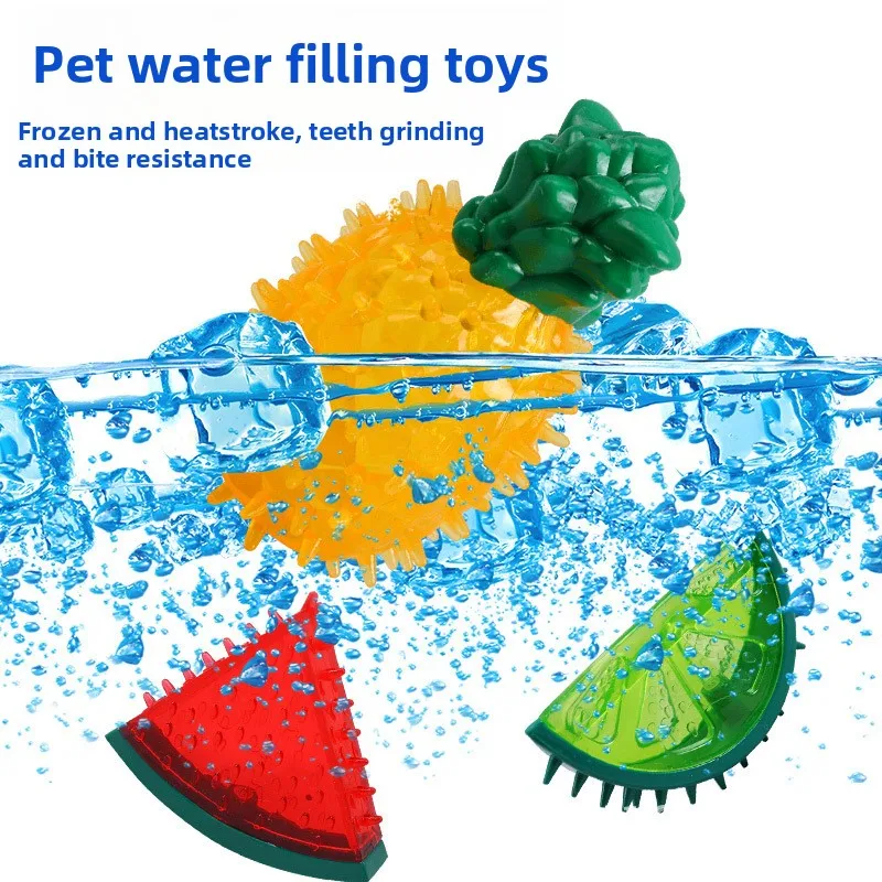 

Popular Pet Circle Pet Toys Grind Teeth Cool Down Bite Glue Sound Frozen Fruit New Dog Toys in Summer
