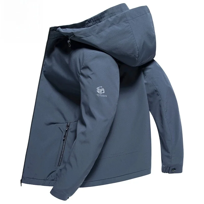 

Kangaroo 2025 Spring New Men's Hooded Busin Casual Jaet Windproof Polyester Nylon Cosite Fiber Faion Urban Sle