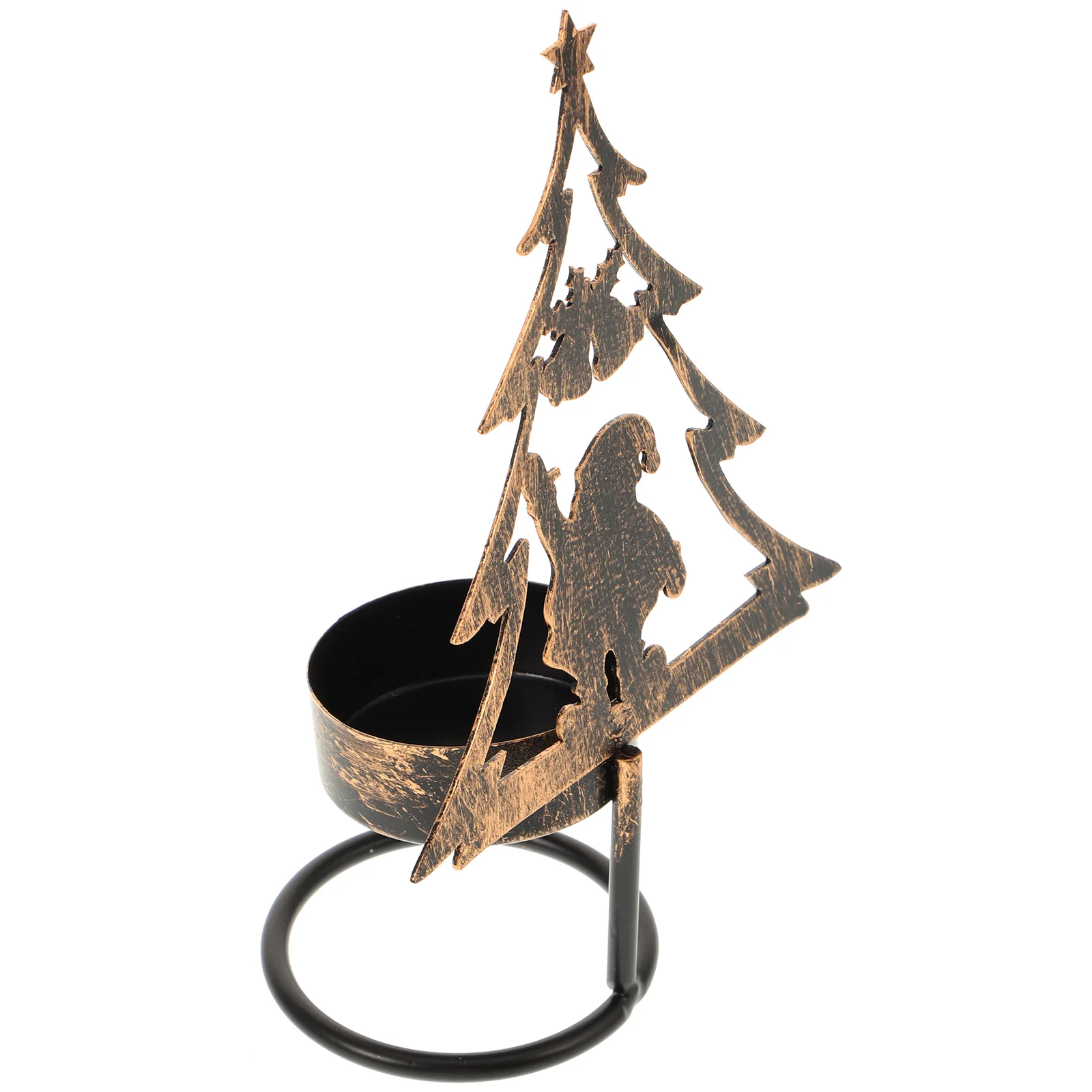 

Iron Holder Christmas Decor Wreath Single Candlesticks Ornament Xmas Stand Tray Desktop Adornment Home Decoration