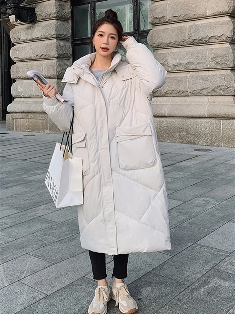 

Casual Long Parkas for Women Autumn Winter 2023 New Korean Fashion Thicken Warm Jackets Ladies Vintage Solid Oversized Coats