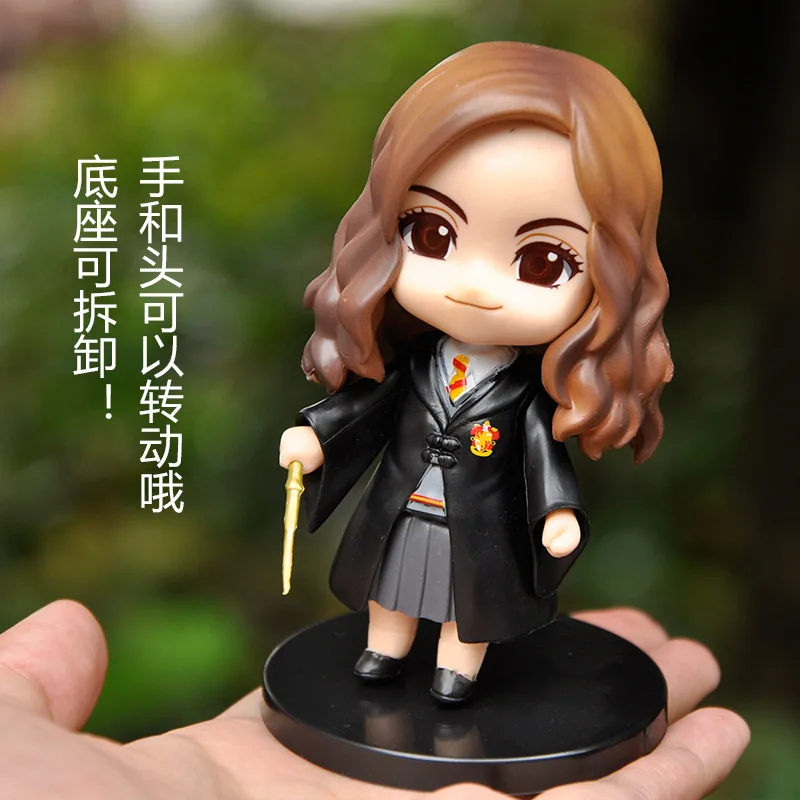 Hot Hogwarts Action Figure Toys Cute Cartoon Hermiones Rons Broom Modeling Ornament 9-10cm Dolls Kids Birthday Gifts