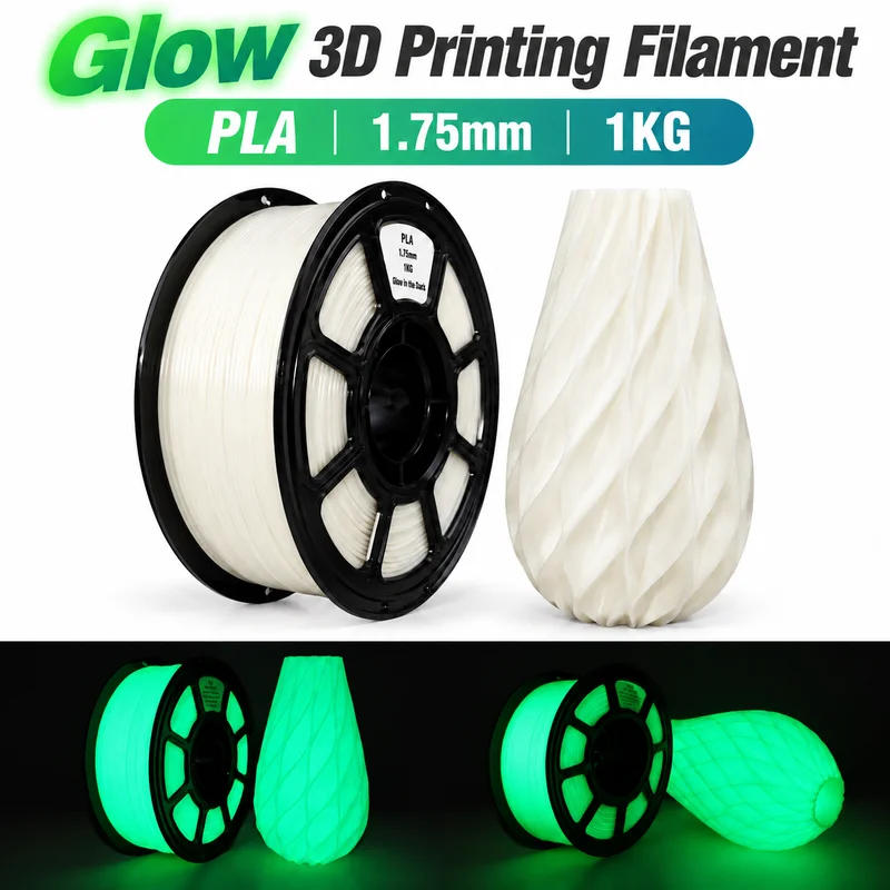 PLA Glow in the Dark Filament 1.75mm 1KG Spool for Bambu Lab Creality FDM 3D Printer Luminous Noctilucent Material 3D