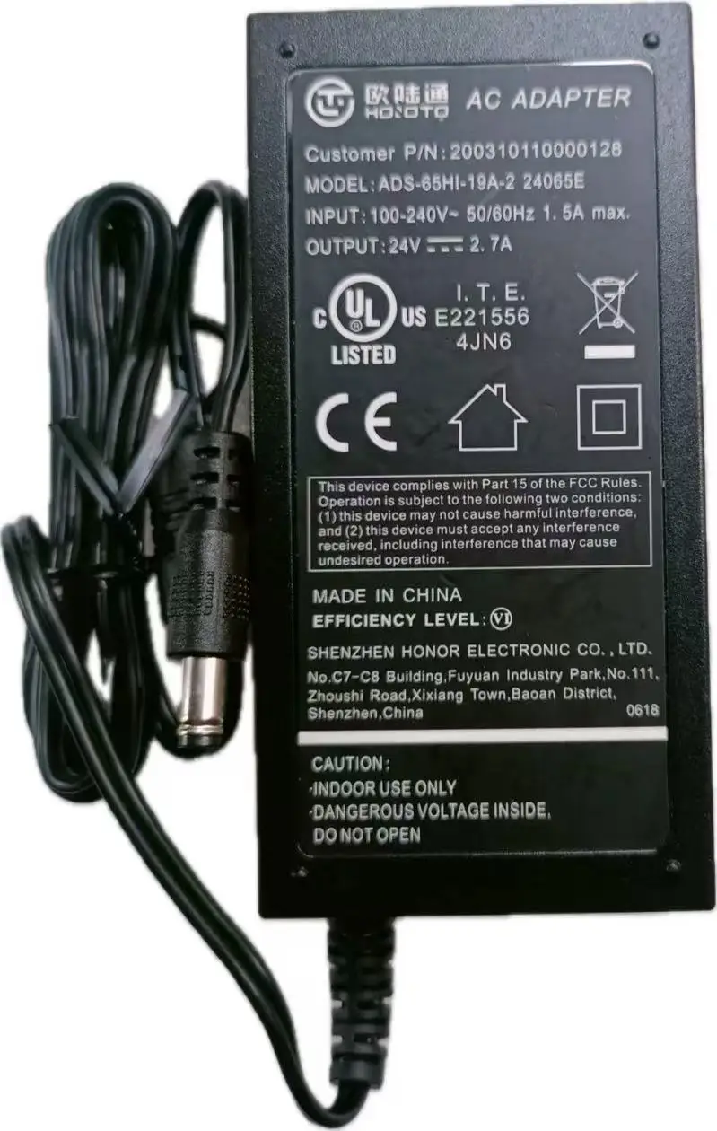 

Genuine HOIOTO ADS-65HI-19A-2 24065E 24V 2.7A AC Adapter Charger 5.5*2.5mm 65W Laptop Power Supply