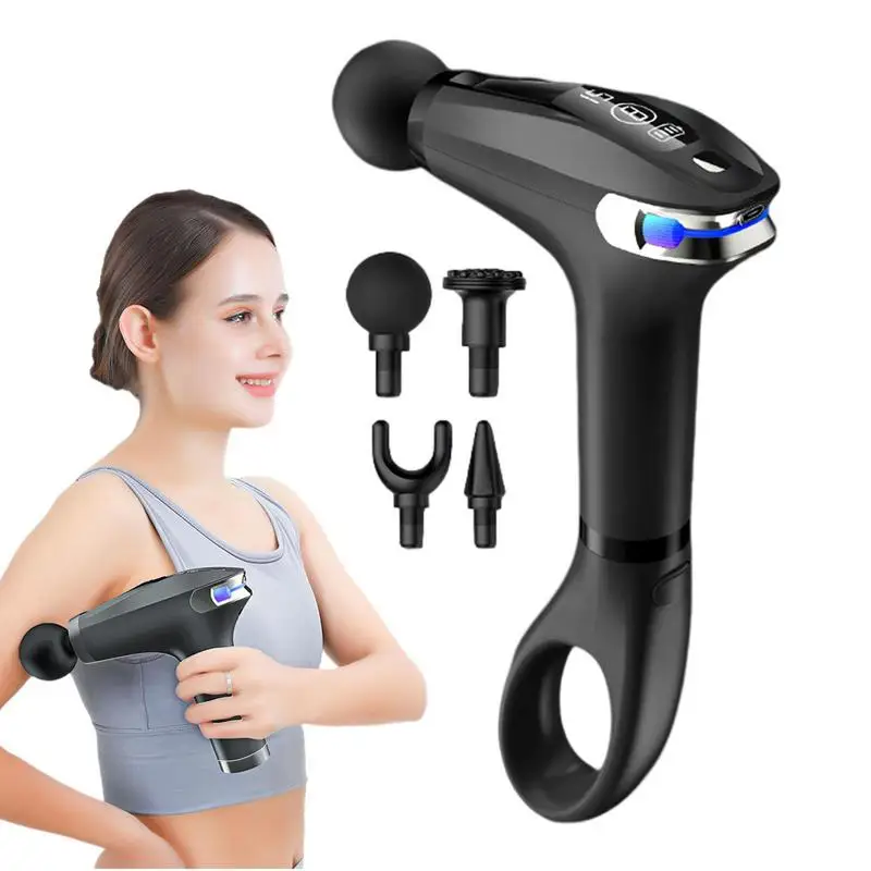 

Hand Held Muscle Massager Electric Body Massager LED Display Massage Tools With 4 Massage Heads For Myofascial Release Trigger